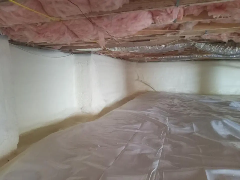 Crawl space encapsulation with closed-cell spray foam for Attic Insulation in Old Orchard Beach