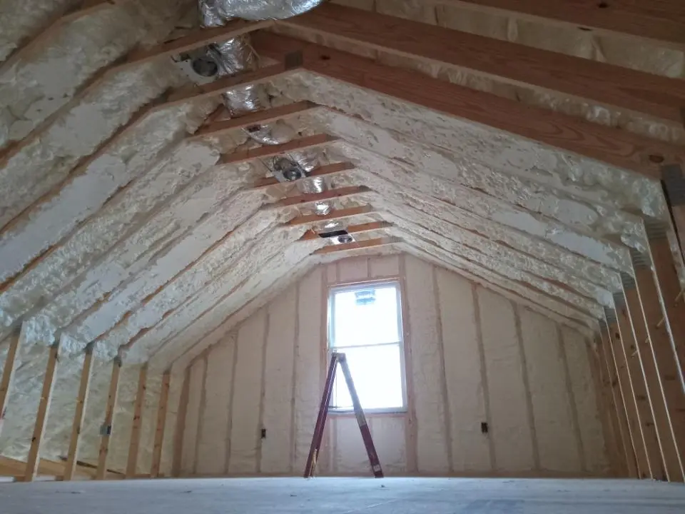 Spray foam roofing application for Crawl Space Insulation project in Old Orchard Beach